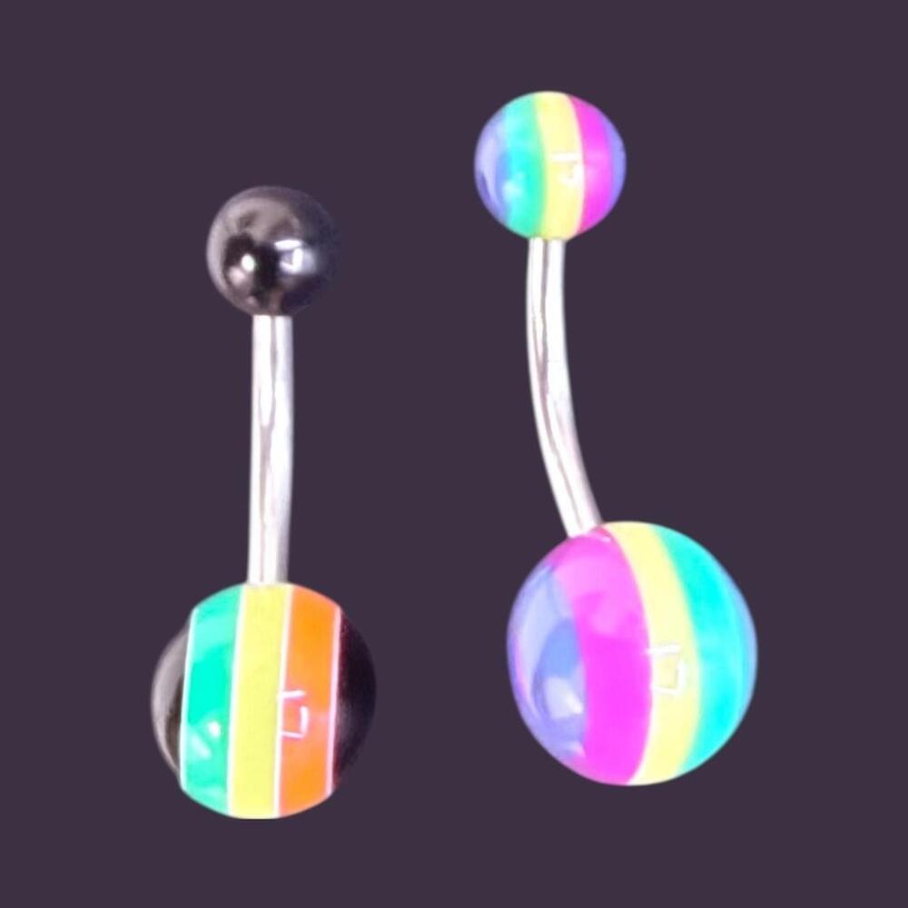 Rainbow Belly Button Rings - Picture 2 of 2